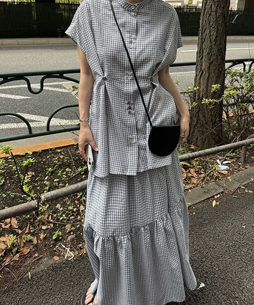 WILLFULLY（ウィルフリー）の「tiered gingham check SK（スカート・レディース・グレー系その他/ブラック・FREE）」の22枚目の写真