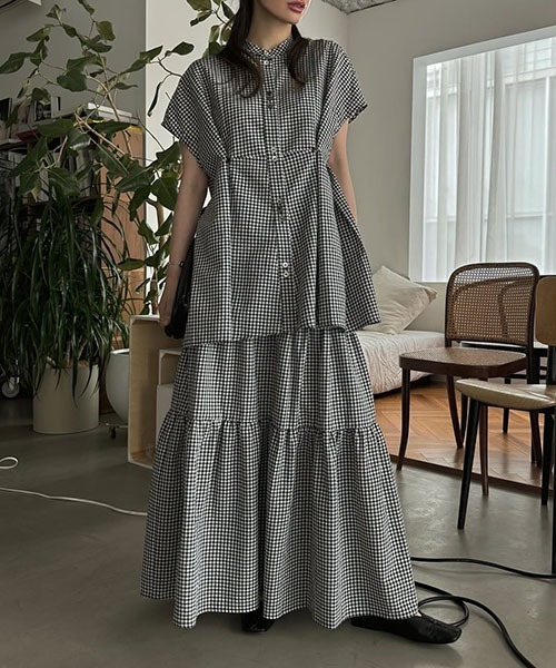 WILLFULLY（ウィルフリー）の「tiered gingham check SK（スカート・レディース・グレー系その他/ブラック・FREE）」の19枚目の写真