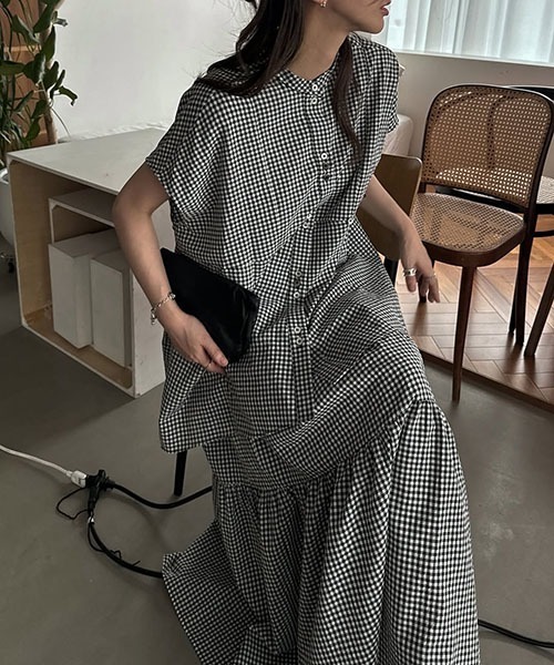 WILLFULLY（ウィルフリー）の「tiered gingham check SK（スカート・レディース・グレー系その他/ブラック・FREE）」の16枚目の写真