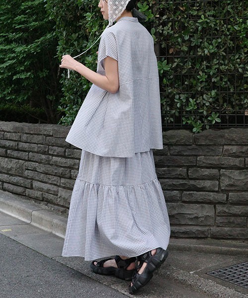WILLFULLY（ウィルフリー）の「tiered gingham check SK（スカート・レディース・グレー系その他/ブラック・FREE）」の5枚目の写真