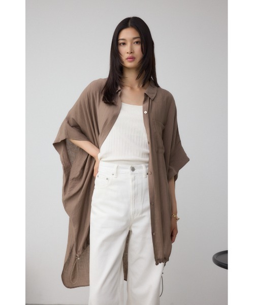 AZUL by moussy(アズールバイマウジー)の「C/T冷感 裾ドロストドルマンルーズシャツ(シャツ/ブラウス・レディース・ブラック/オフホワイト/ブラウン・SMALL/MEDIUM)」の16枚目の写真
