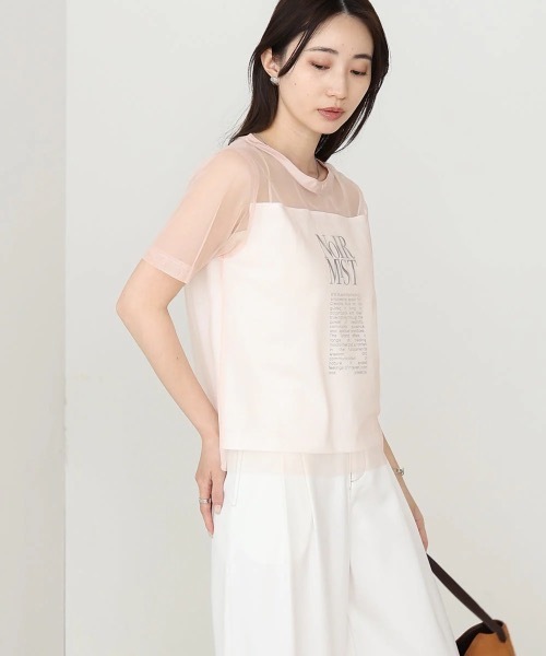 Bab(バブ)の「チュールレイヤードロゴTシャツ(Tシャツ/カットソー・レディース・オフホワイト/ピンク/グリーン・FREE)」の10枚目の写真