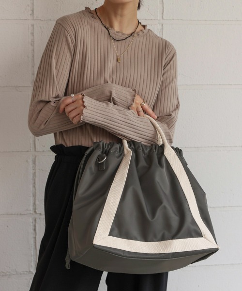 Bou Jeloud（ブージュルード）の「ライントートバック（トートバッグ・レディース・グレー/ブラック・ONESIZE）」の12枚目の写真