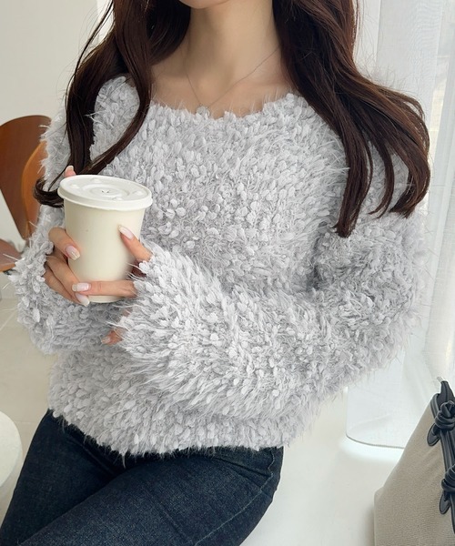mily bilet(ミウィビレット)の「【mily bilet】新感覚の着心地、前後2WAYデザインのキラモコカーディガン(カーディガン/ボレロ・レディース・ライトグレー/チャコールグレー/アイボリー・LARGE/MEDIUM/SMALL/X-LARGE)」の12枚目の写真