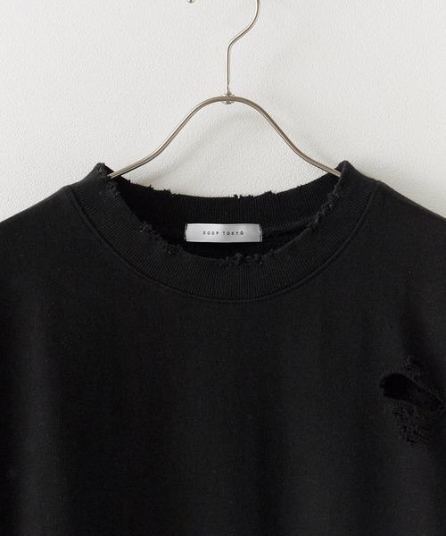 セール】Damage processing Crew neck sweatshirt / ダメージ