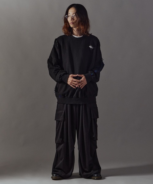 Theater code(シアターコード)の「Damage processing Crew neck sweatshirt / ダメージ加工 クルーネックスウェット(スウェット・メンズ・ブラック/グレー/ホワイト・FREE)」の10枚目の写真