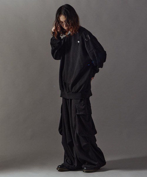 Theater code(シアターコード)の「Damage processing Crew neck sweatshirt / ダメージ加工 クルーネックスウェット(スウェット・メンズ・ブラック/グレー/ホワイト・FREE)」の11枚目の写真