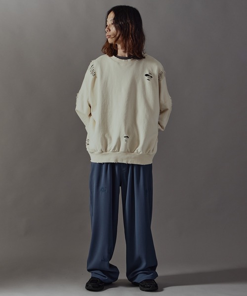 Theater code(シアターコード)の「Damage processing Crew neck sweatshirt / ダメージ加工 クルーネックスウェット(スウェット・メンズ・ブラック/グレー/ホワイト・FREE)」の16枚目の写真