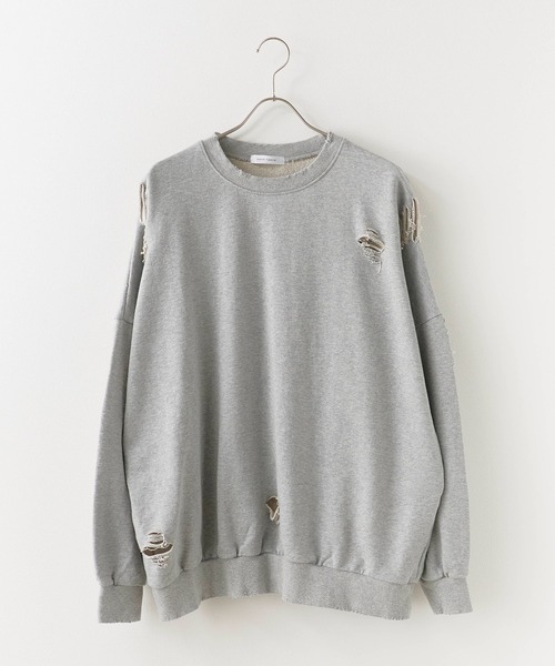 Theater code(シアターコード)の「Damage processing Crew neck sweatshirt / ダメージ加工 クルーネックスウェット(スウェット・メンズ・ブラック/グレー/ホワイト・FREE)」の18枚目の写真