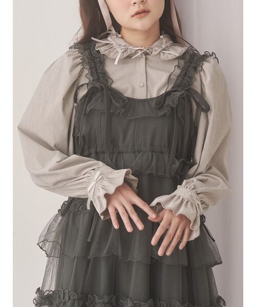 merry jenny（メリージェニー）の「petit ribbonコーデュロイブラウス（シャツ/ブラウス・レディース・グレー/オフホワイト/ベージュ・FREE）」の3枚目の写真