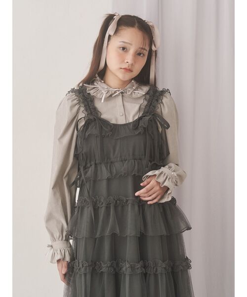 merry jenny（メリージェニー）の「petit ribbonコーデュロイブラウス（シャツ/ブラウス・レディース・グレー/オフホワイト/ベージュ・FREE）」の9枚目の写真