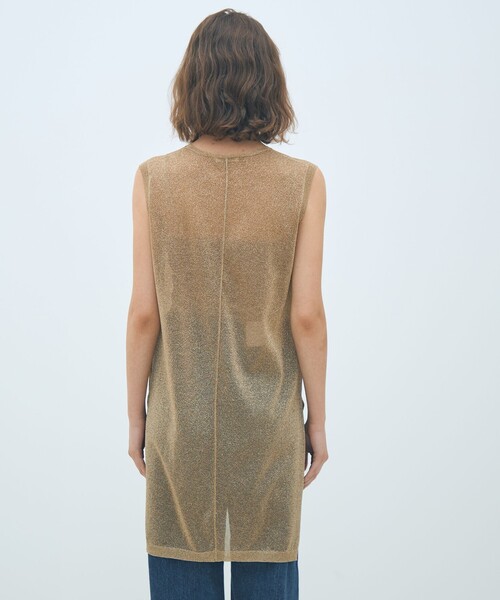 MACPHEE（マカフィー）の「シアーラメ ノースリーブワンピース（ワンピース・レディース・キャメル/ゴールド・S）」の6枚目の写真