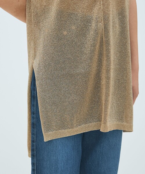 MACPHEE（マカフィー）の「シアーラメ ノースリーブワンピース（ワンピース・レディース・キャメル/ゴールド・S）」の9枚目の写真