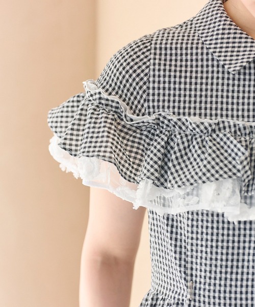 Chesty(チェスティー)の「チェック×レースワンピース(ワンピース・レディース・ブラック/グレー・0/1)」の7枚目の写真