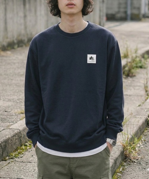 LOGOS(ロゴス)の「LOGOS ワンポイントロゴ裏毛トレーナー(Tシャツ/カットソー・メンズ・マスタード/ネイビー/グリーン/ブラック/ワイン/オフホワイト・L/XL/M)」の18枚目の写真