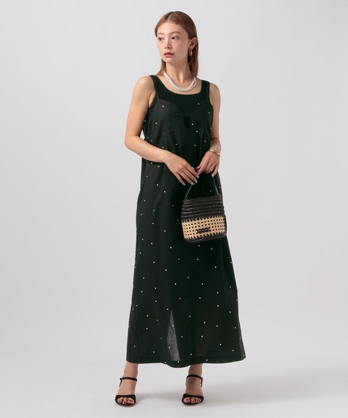 BAYFLOW（ベイフロー）の「ドット刺繍キャミワンピース（ワンピース・レディース・ブラック/ホワイト・FREE）」の14枚目の写真