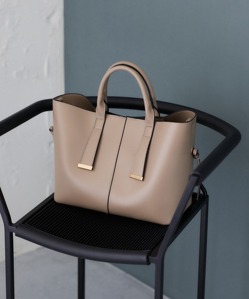 VIS（ビス）の「【復刻/WEB限定】【A4収納】ゴールド金具付きノットトートバッグ/通勤・通学対応（トートバッグ・レディース・ベージュ系その他/ブラック/ブラウン系その他・FREE）」の3枚目の写真