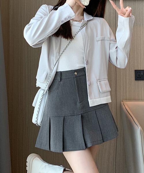 Lace Ladies(レースレディース)の「Aライン 切り替え プリーツ ミニ スカート(スカート・レディース・ベージュ/ブラック/グレー・S/M/XL)」の10枚目の写真