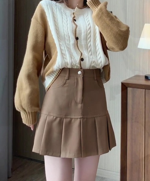 Lace Ladies(レースレディース)の「Aライン 切り替え プリーツ ミニ スカート(スカート・レディース・ベージュ/ブラック/グレー・S/M/XL)」の15枚目の写真