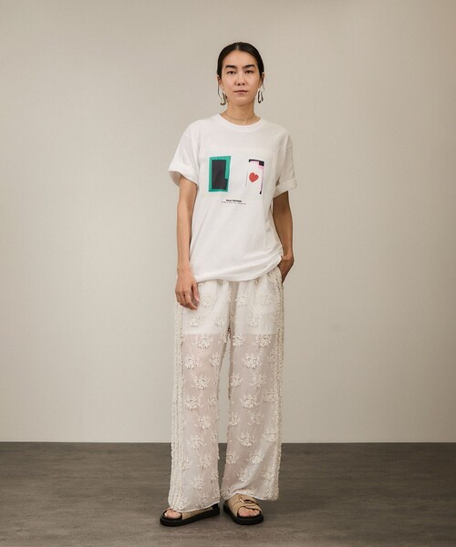 crinkle crinkle crinkle（クリンクルクリンクルクリンクル）の「【crinkle crinkle crinkle】別注3D刺繍サイドフリルパンツ（その他パンツ・レディース・ホワイト/ブラック・FREE）」の5枚目の写真