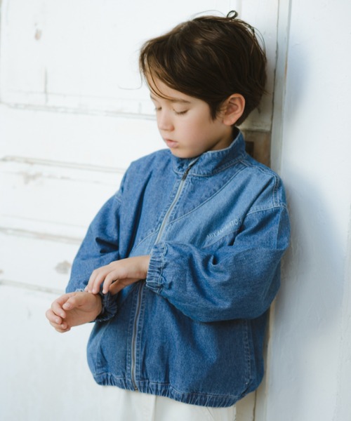 45R ニットカルゼデニムジャケット　スタンドカラー 45R ニットカルゼデニムジャケット スタンドカラー