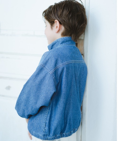 BRANSHES（ブランシェス）の「スタンドカラー配色デニムジャケット（デニムジャケット・キッズ・ブルー/グレー・140/130/150/100/120/110）」の14枚目の写真