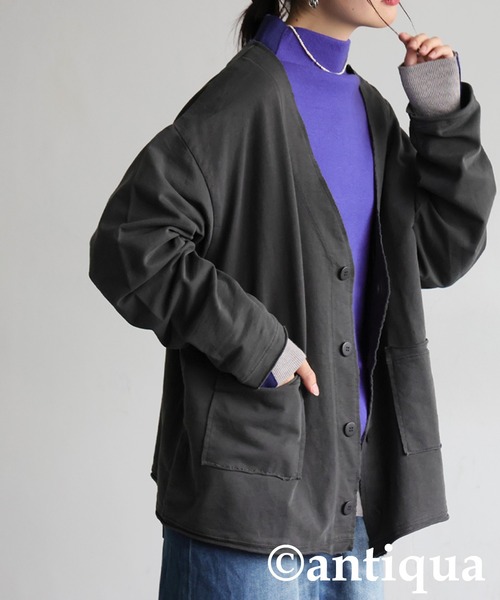 antiqua（アンティカ）の「Vネックカーディガン（カーディガン/ボレロ・レディース・スミクロ/ブラック・ONESIZE）」の13枚目の写真