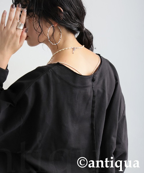 antiqua（アンティカ）の「Vネックカーディガン（カーディガン/ボレロ・レディース・スミクロ/ブラック・ONESIZE）」の4枚目の写真