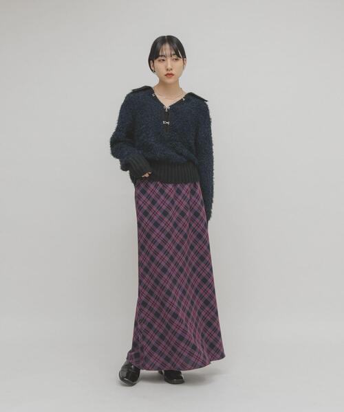 KBF(ケイビーエフ)の「チェックナロースカート(スカート・レディース・レッド系その他/ブルー系その他/ブラウン系その他/ネイビー・ONE)」の22枚目の写真