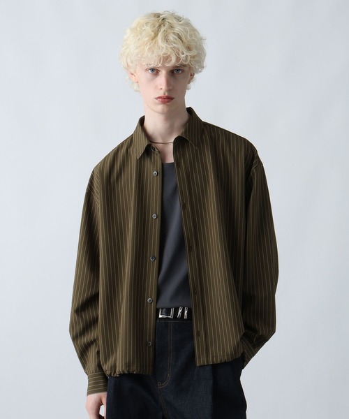 HARE（ハレ）の「【SET UP対応】コードストライプシャツ(HARE)（シャツ/ブラウス・メンズ・ブラック/グレー/グリーン・FREE）」の3枚目の写真
