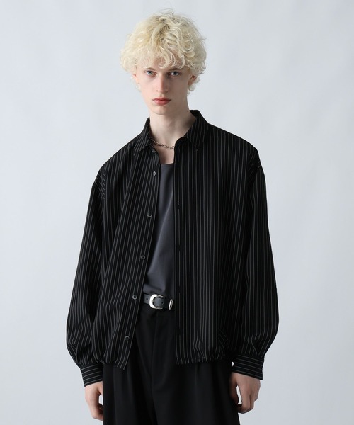 HARE（ハレ）の「【SET UP対応】コードストライプシャツ(HARE)（シャツ/ブラウス・メンズ・ブラック/グレー/グリーン・FREE）」の2枚目の写真