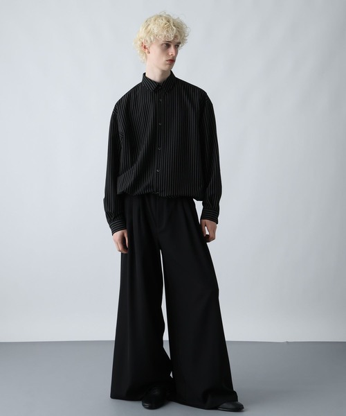 HARE（ハレ）の「【SET UP対応】コードストライプシャツ(HARE)（シャツ/ブラウス・メンズ・ブラック/グレー/グリーン・FREE）」の5枚目の写真