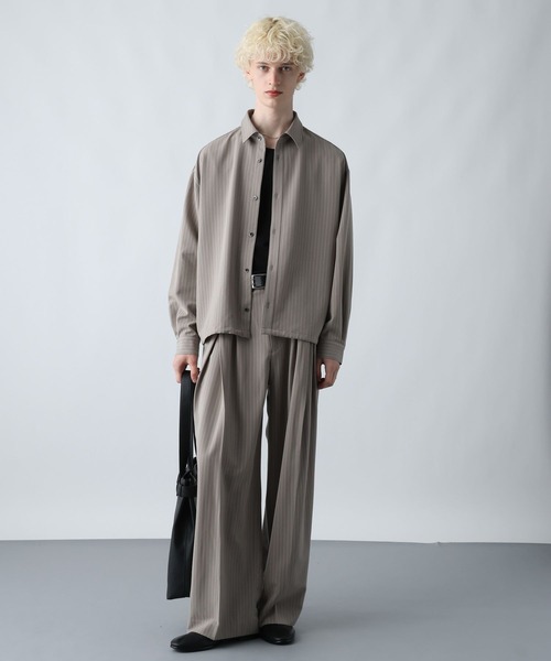 HARE（ハレ）の「【SET UP対応】コードストライプシャツ(HARE)（シャツ/ブラウス・メンズ・ブラック/グレー/グリーン・FREE）」の6枚目の写真