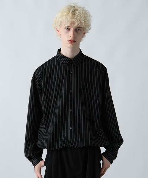 HARE（ハレ）の「【SET UP対応】コードストライプシャツ(HARE)（シャツ/ブラウス・メンズ・ブラック/グレー/グリーン・FREE）」の10枚目の写真