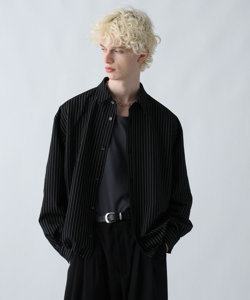 HARE（ハレ）の「【SET UP対応】コードストライプシャツ(HARE)（シャツ/ブラウス・メンズ・ブラック/グレー/グリーン・FREE）」の11枚目の写真