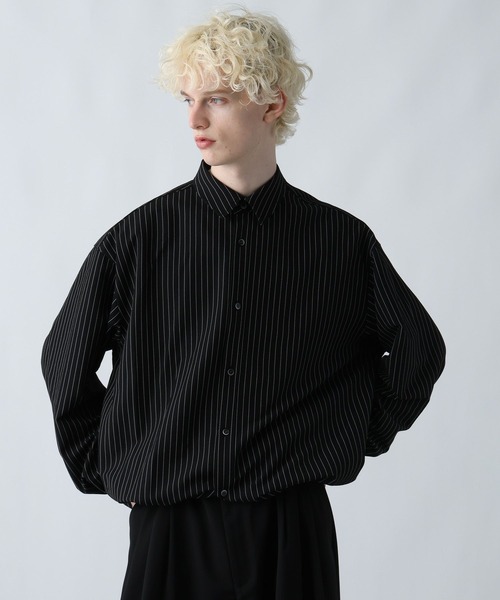 HARE（ハレ）の「【SET UP対応】コードストライプシャツ(HARE)（シャツ/ブラウス・メンズ・ブラック/グレー/グリーン・FREE）」の12枚目の写真