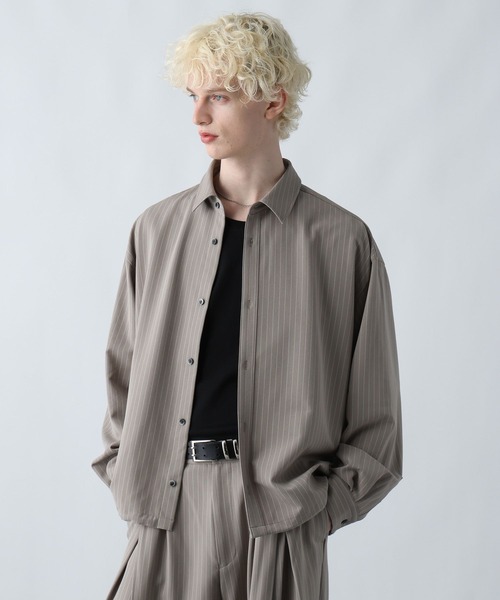 HARE（ハレ）の「【SET UP対応】コードストライプシャツ(HARE)（シャツ/ブラウス・メンズ・ブラック/グレー/グリーン・FREE）」の13枚目の写真