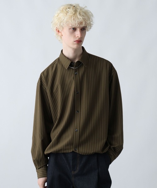 HARE（ハレ）の「【SET UP対応】コードストライプシャツ(HARE)（シャツ/ブラウス・メンズ・ブラック/グレー/グリーン・FREE）」の15枚目の写真