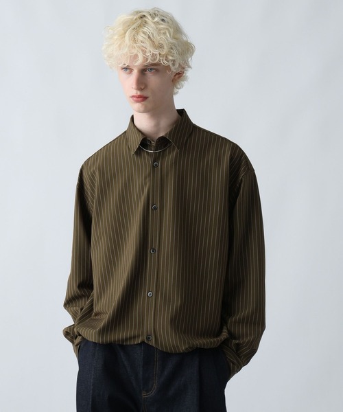 HARE（ハレ）の「【SET UP対応】コードストライプシャツ(HARE)（シャツ/ブラウス・メンズ・ブラック/グレー/グリーン・FREE）」の16枚目の写真