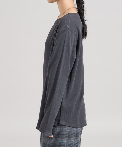 セール】オフショルダー ワッフルロンT（Tシャツ/カットソー