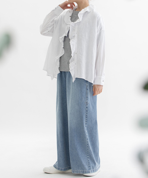 nop de nod(ノップドゥノッド)の「デニムボリュームパンツ(デニムパンツ・レディース・ブルー系/インディゴブルー・M)」の10枚目の写真
