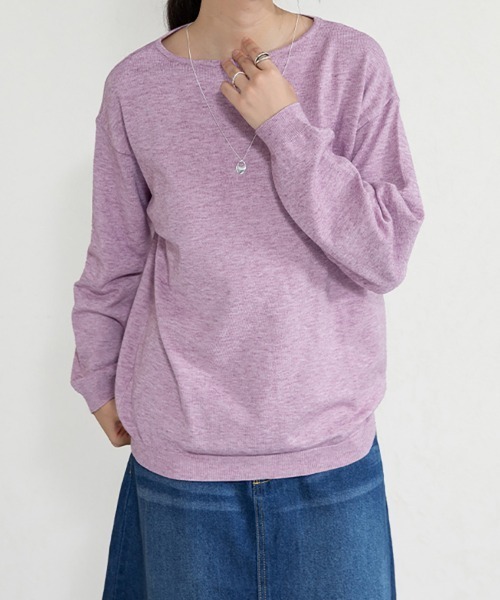 ONEP STAR(ワンピスター)の「カシミヤタッチボートネックニット(ニット/セーター・レディース・グレー/オフホワイト/ブルー/レモンイエロー/ブラック/ホワイト×ブラック/グレイッシュベージュ/ダークブラウン/ブラウン/ピンク/グリーン/ワインレッド/ベージュ/パープル/オレンジ/ミント/モカ/オートミール/ダークブルー/チョコ/テラコッタ・FREE)」の17枚目の写真