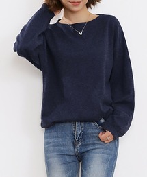 カシミヤタッチボートネックニット