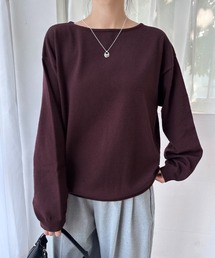 カシミヤタッチボートネックニット