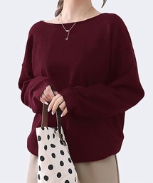 カシミヤタッチボートネックニット