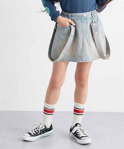 サスペンダー付きデニムスカート+パンツ QUNTSTYLE（キュントスタイル）の「サスペンダー付き デニム