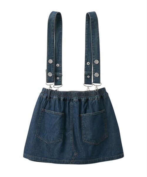サスペンダー付き デニム パンツインスカート（デニムスカート