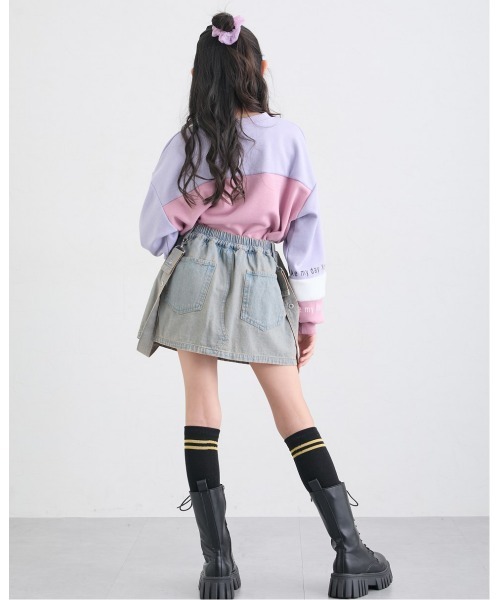 セール】サスペンダー付きデニムパンツインスカート（デニムスカート