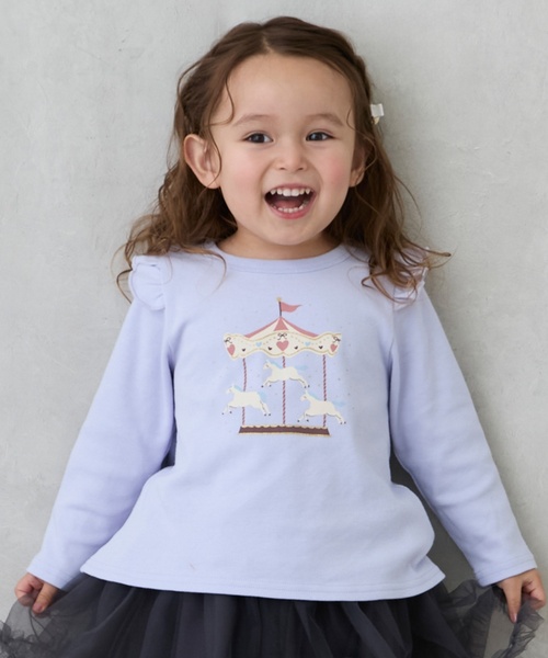 petit main（プティマイン）の「【プティプラ】GIRLS長袖T（Tシャツ/カットソー・キッズ・ブラック/ネイビー/レッド/キナリ/ダークブルー/ラベンダー/アイボリー/ライトブルー/ライトピンク/スモークピンク・100cm/110cm/90cm/80ｃｍ/120cm/130cm）」の7枚目の写真