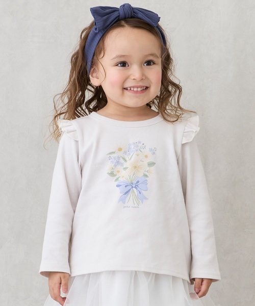 petit main（プティマイン）の「【プティプラ】GIRLS長袖T（Tシャツ/カットソー・キッズ・ブラック/ネイビー/レッド/キナリ/ダークブルー/ラベンダー/アイボリー/ライトブルー/ライトピンク/スモークピンク・100cm/110cm/90cm/80ｃｍ/120cm/130cm）」の3枚目の写真